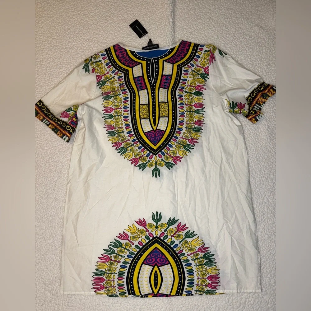 NWT Ashley Stewart Vibrant Multicolor Dashiki Top